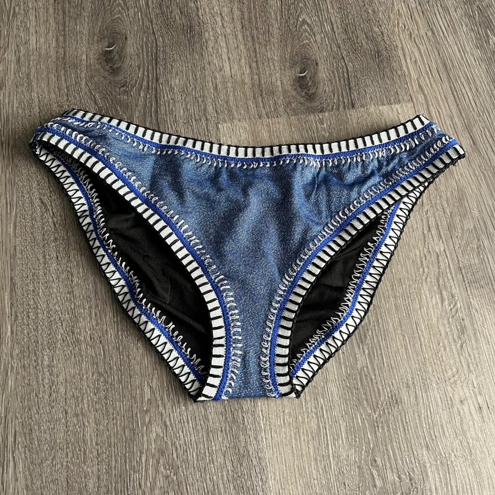 Platinum Solange Ferrarini Eclipse Crochet Trim Scoop Bottom Bikini Swimsuit Sml
